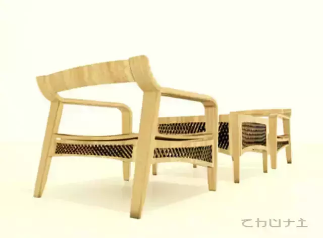 The Lap chair made of wood and rattan