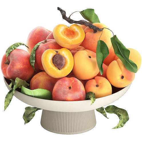 bowl of apricots and peaches 3D model 2