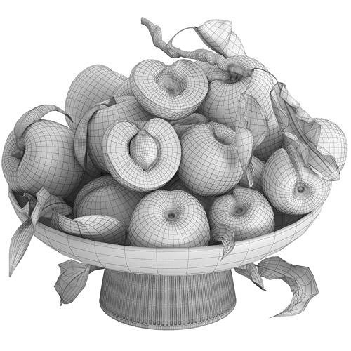 bowl of apricots and peaches 3D model 6