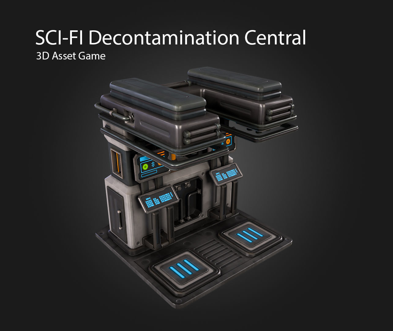 SCI-FI Decontamination Central Low-poly 3D model_4