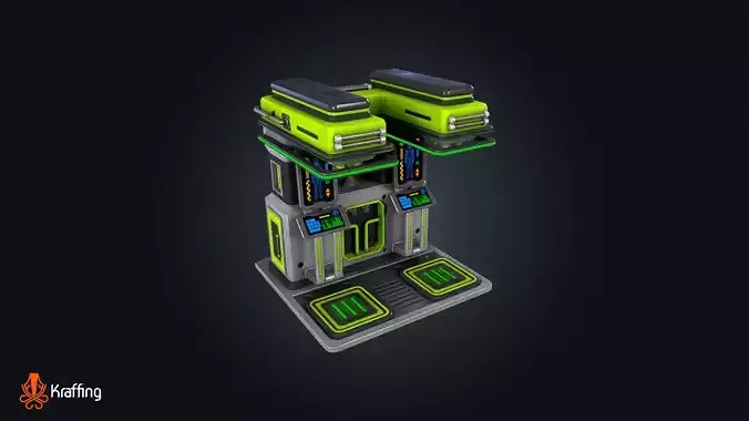 SCI-FI Decontamination Chamber V1 Futuristic Laboratory Low-poly 3D model 5