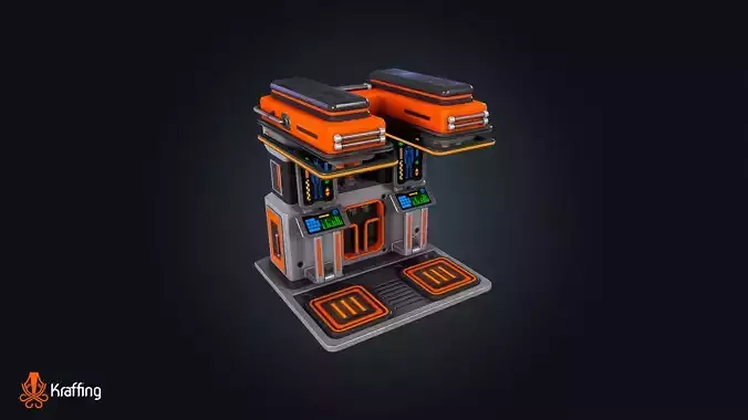 SCI-FI Decontamination Chamber V1 Futuristic Laboratory Low-poly 3D model 4