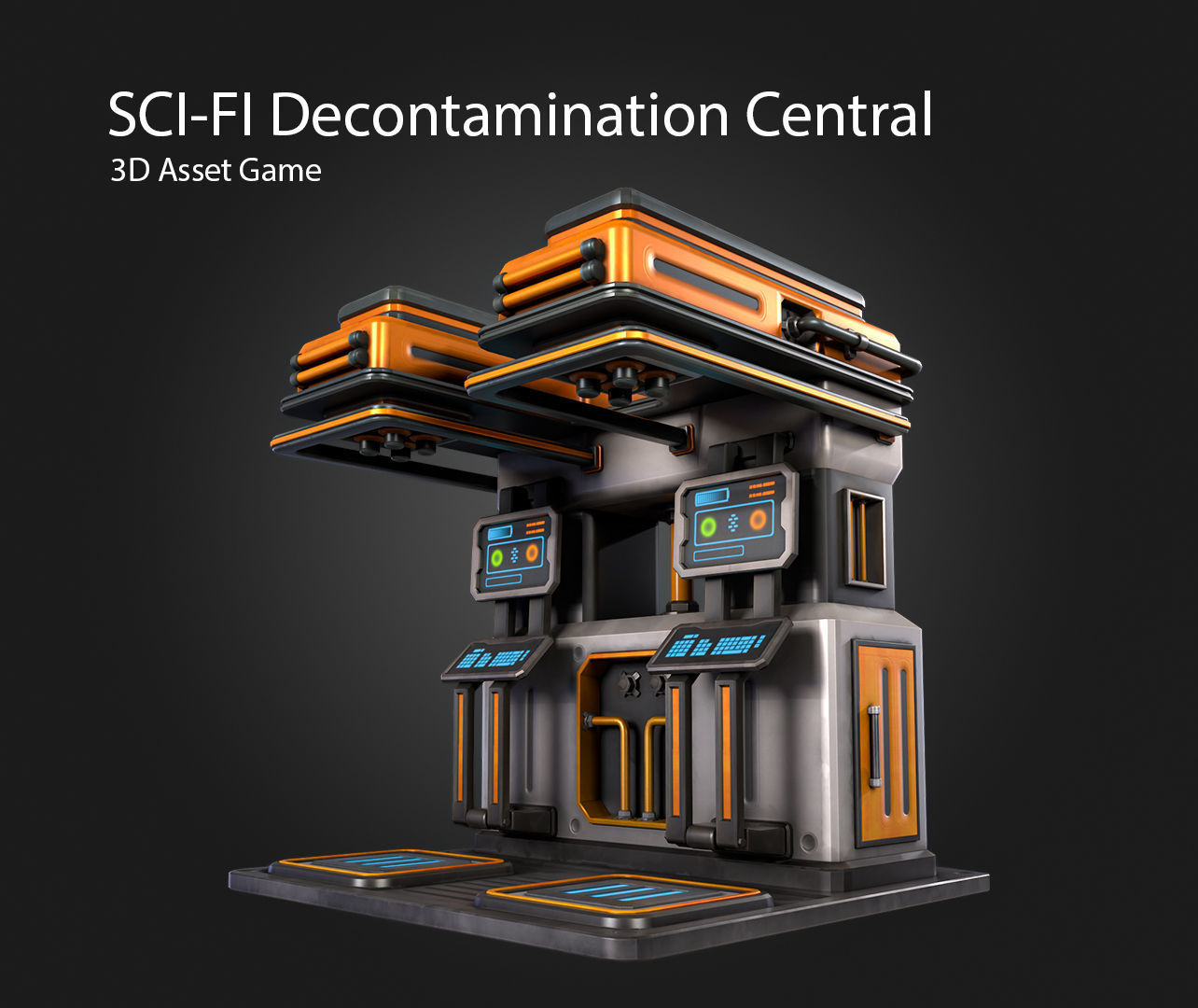 SCI-FI Decontamination Central Low-poly 3D model_7