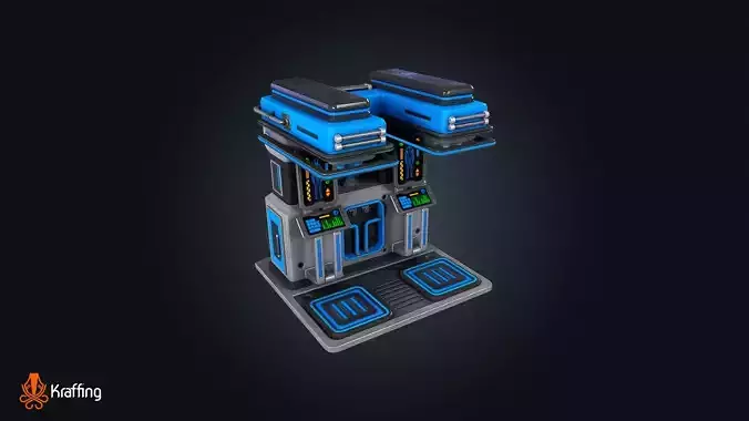 SCI-FI Decontamination Chamber V1 Futuristic Laboratory Low-poly 3D model 3