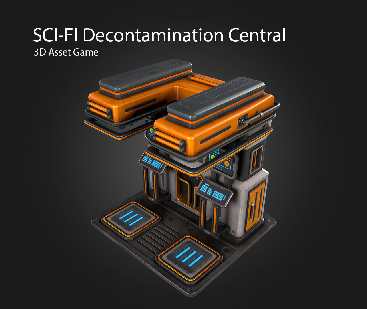 SCI-FI Decontamination Central Low-poly 3D model_6