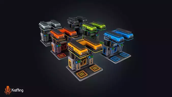 SCI-FI Decontamination Chamber V1 Futuristic Laboratory Low-poly 3D model 7