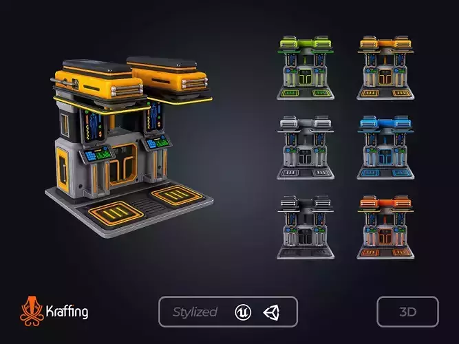 SCI-FI Decontamination Chamber V1 Futuristic Laboratory Low-poly 3D model