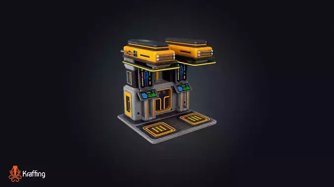 SCI-FI Decontamination Chamber V1 Futuristic Laboratory Low-poly 3D model 2