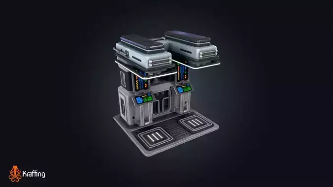 SCI-FI Decontamination Chamber V1 Futuristic Laboratory Low-poly 3D model 6