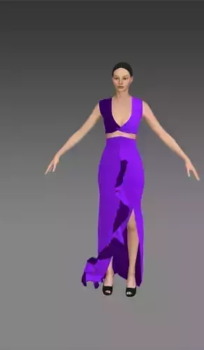 Blouse twist purple color Low-poly 3D model