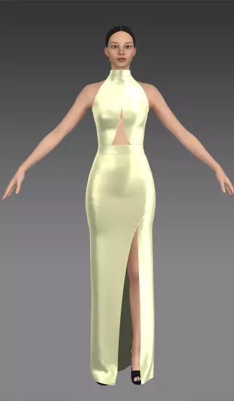 halter neck tie waist window Low-poly 3D model