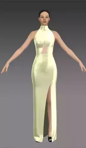 halter neck tie waist window  Low-poly 3D model
