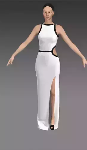 halter neck black and white  Low-poly 3D model