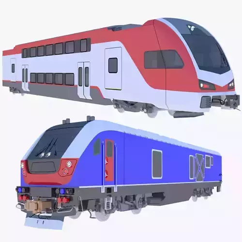 American train and locomotive 3D Model Collection