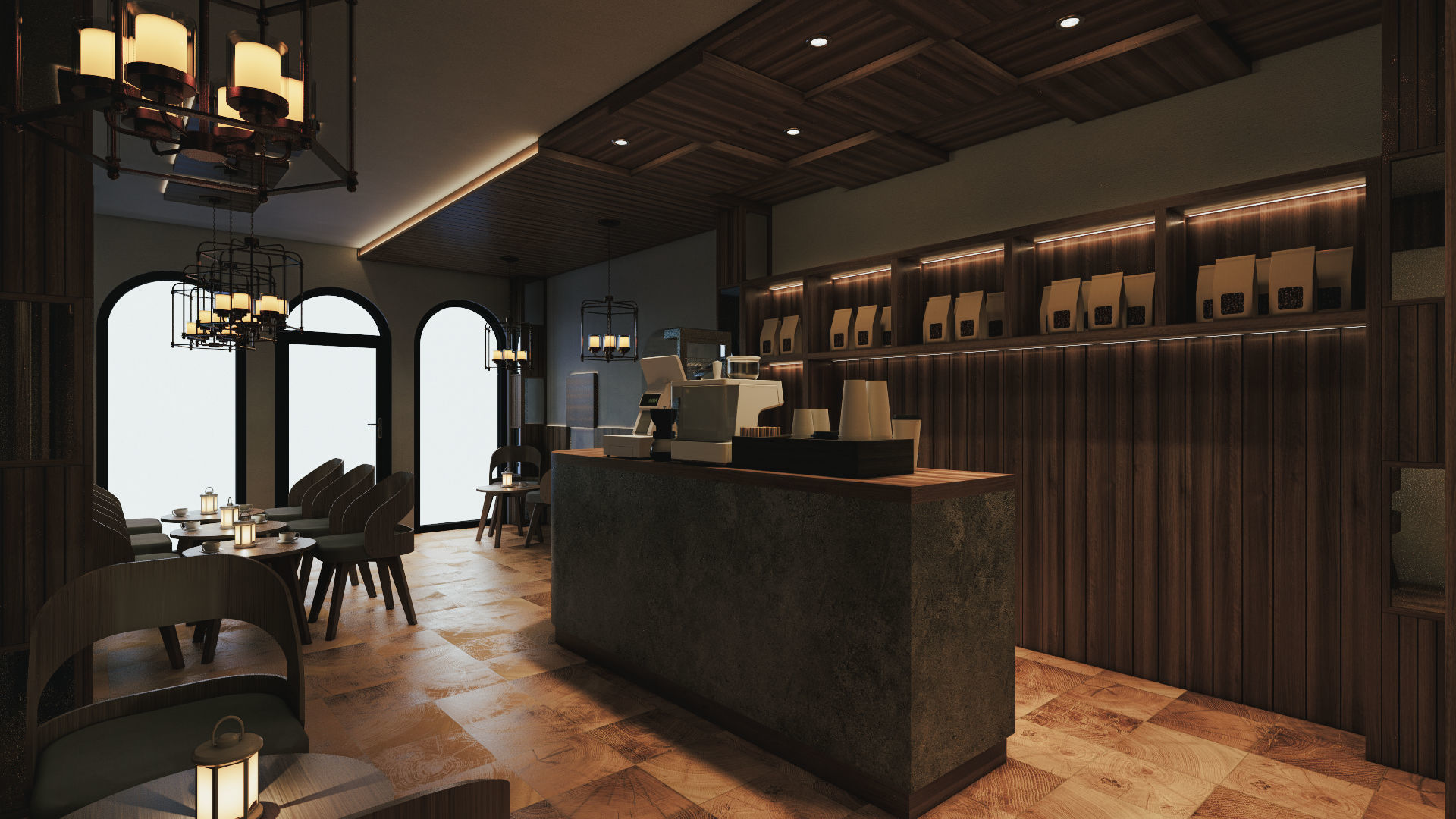 Cafe Interior Design 3D model_3