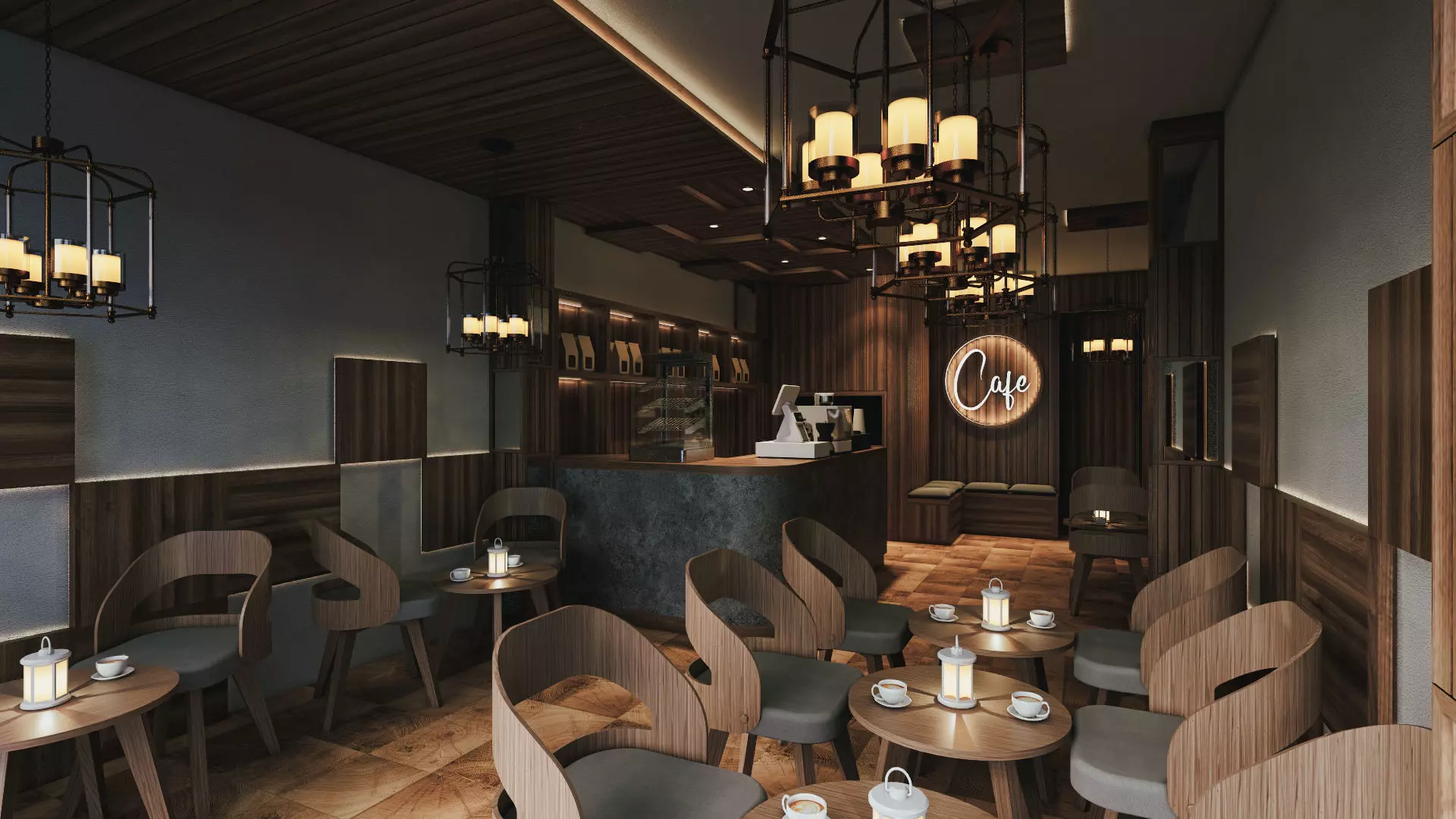 Cafe Interior Design 3D model_0