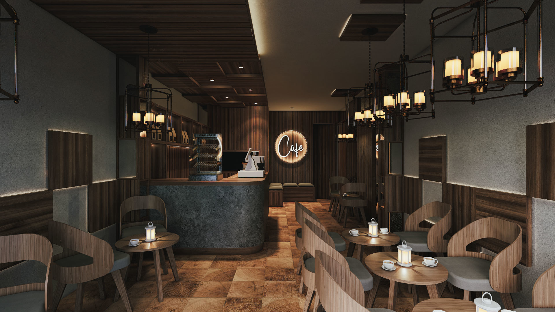 Cafe Interior Design 3D model_1