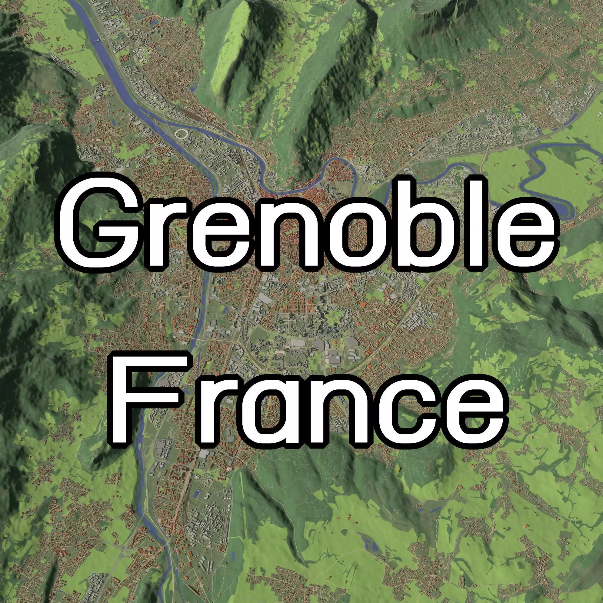 Grenoble France - city and urban 3D model