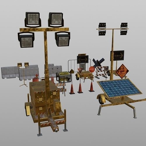 Road Work Construction Equipments 3D model
