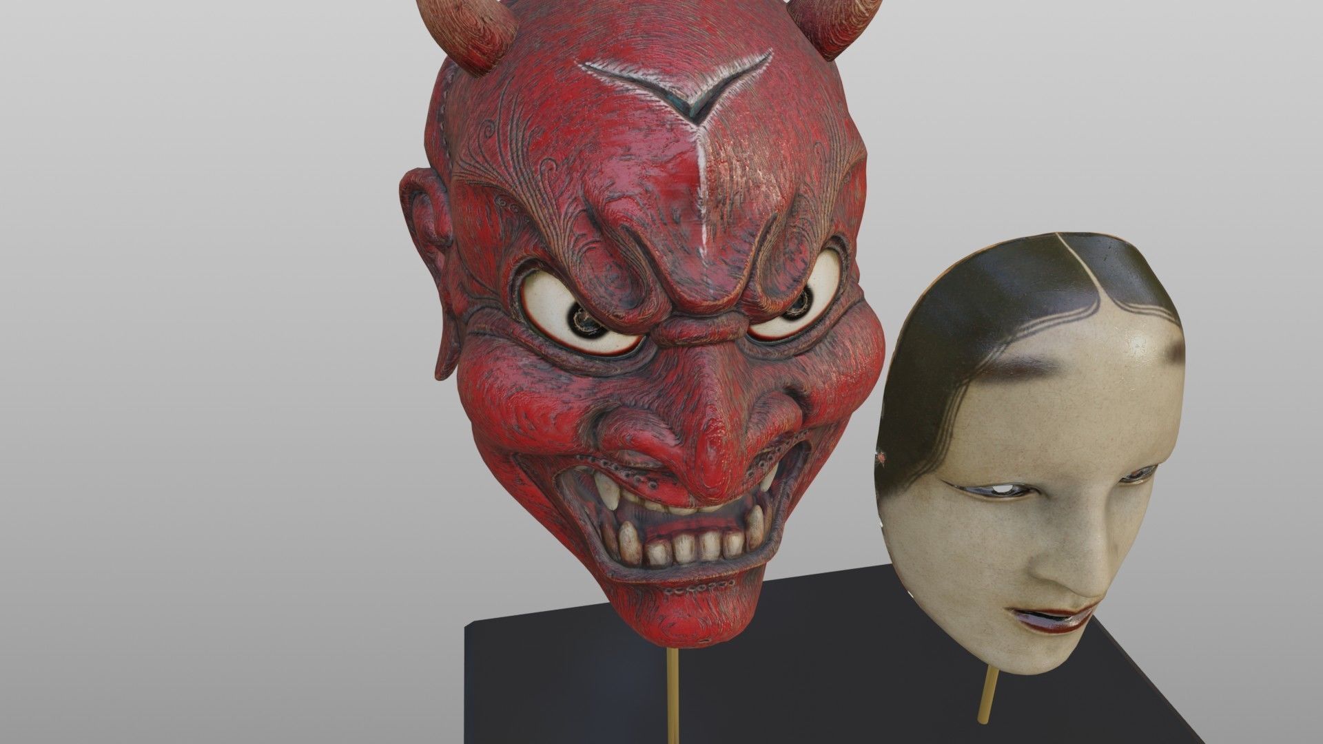 Japanese Devil Mask 3D model_2