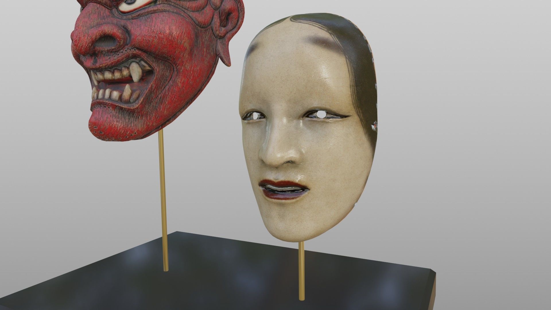 Japanese Devil Mask 3D model_3
