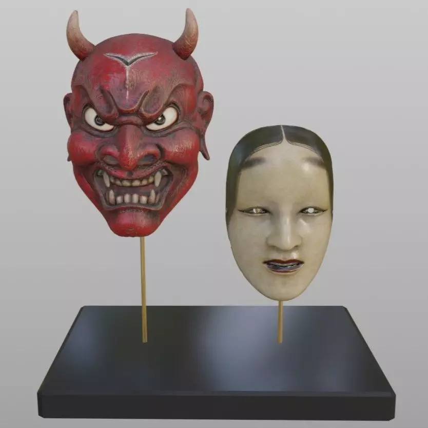 Japanese Devil Mask 3D model_0