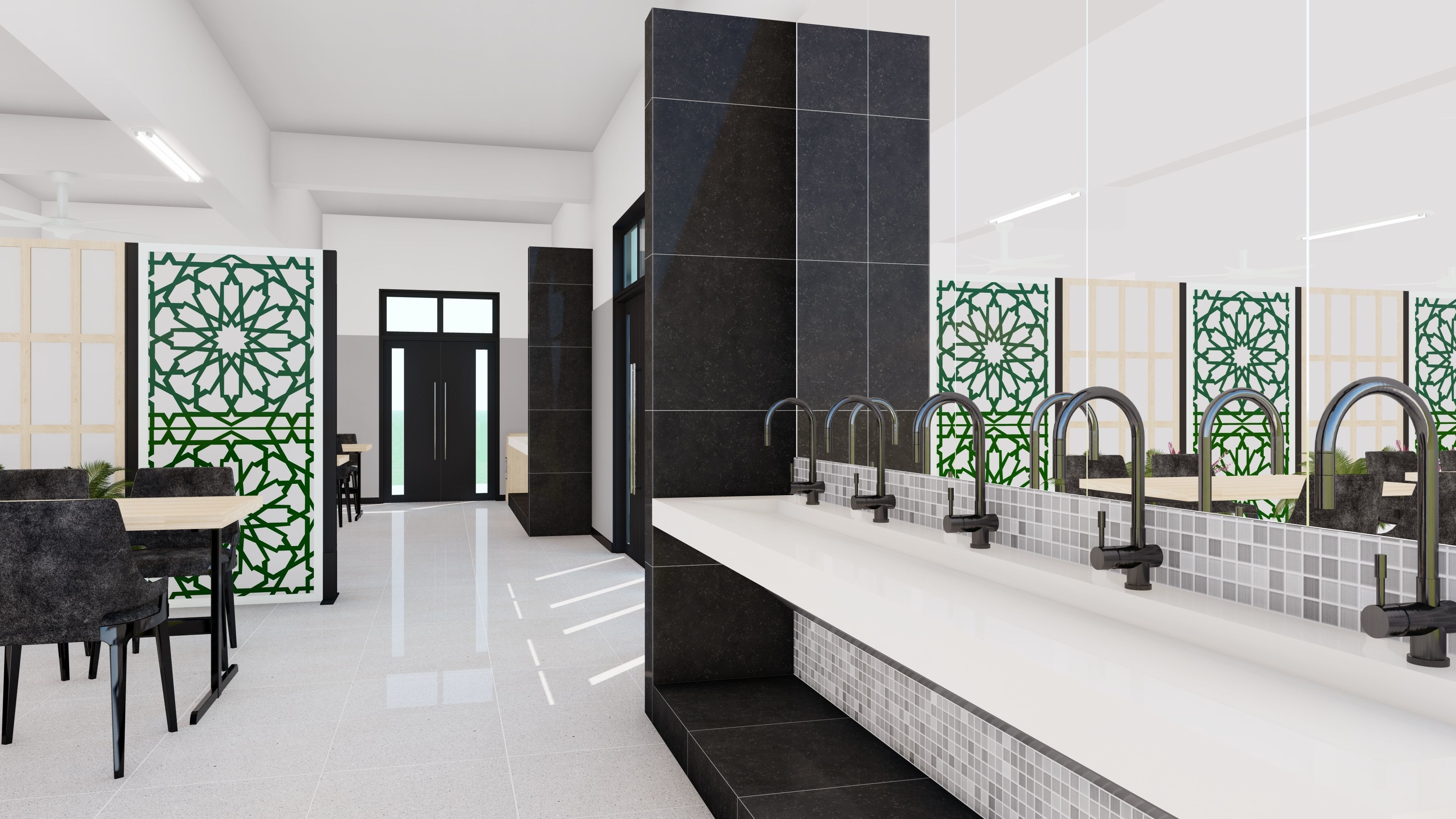 Dining Hall Dormitory 3D model_3