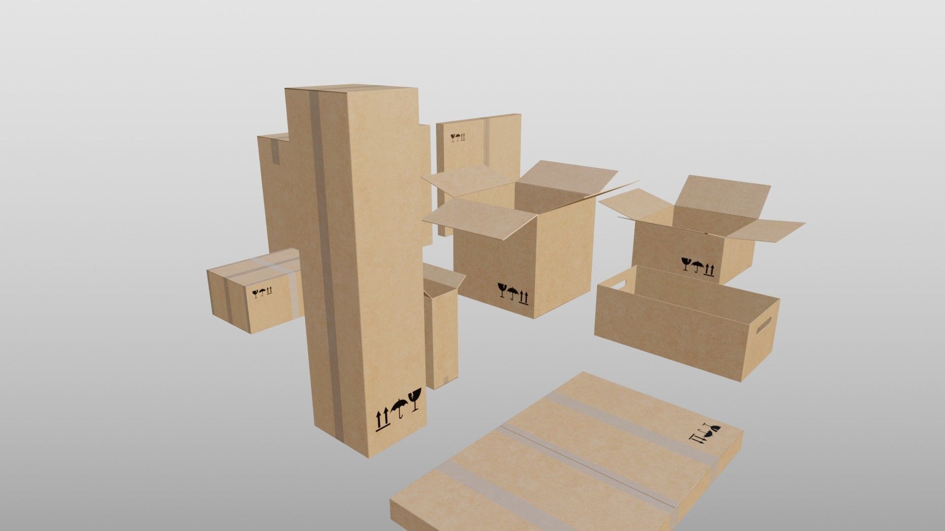Cardboard Boxes 3D model_3