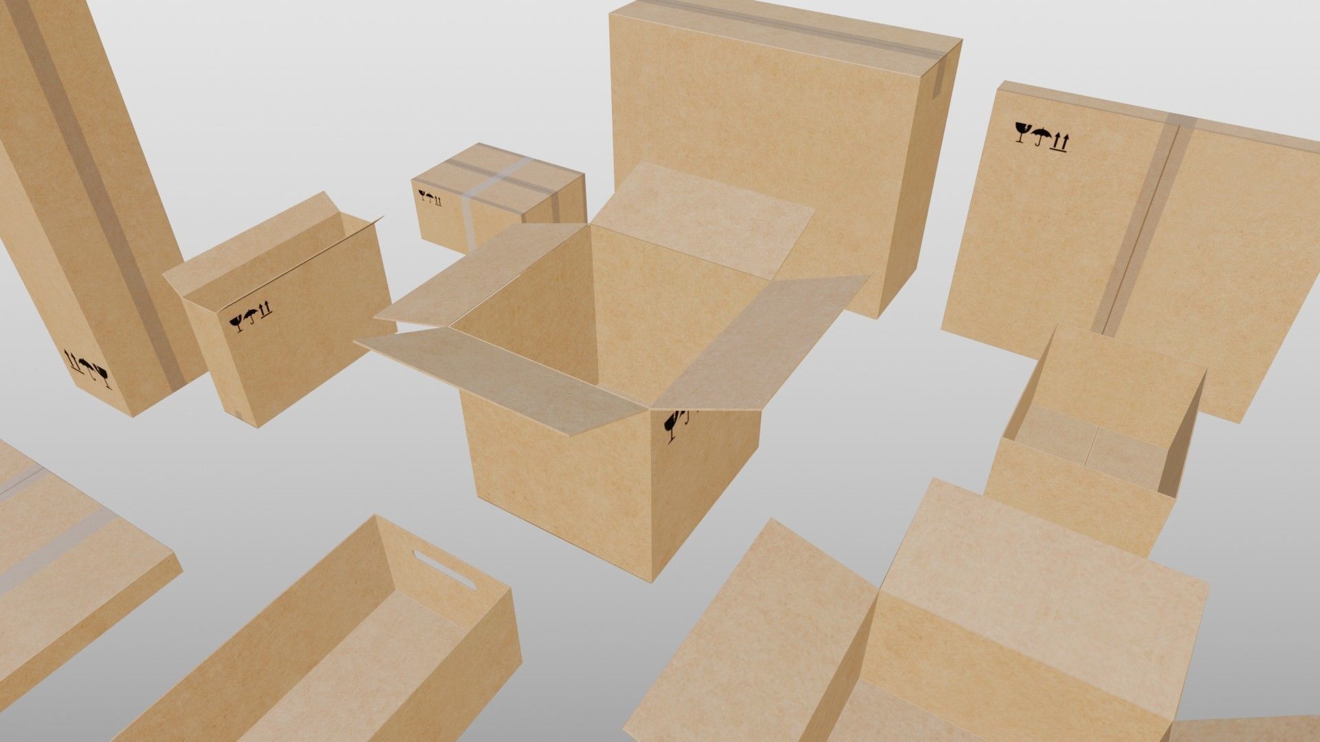 Cardboard Boxes 3D model_2