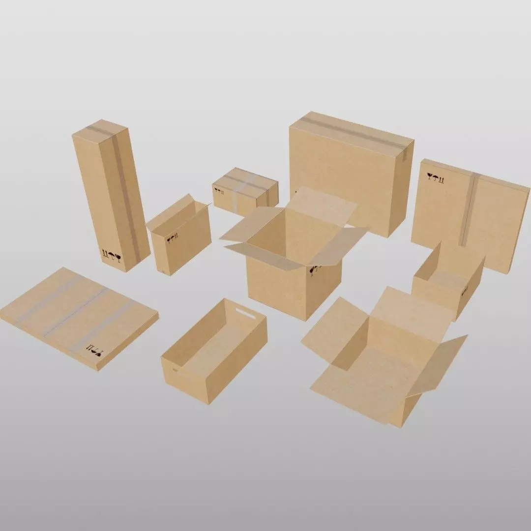 Cardboard Boxes 3D model_0