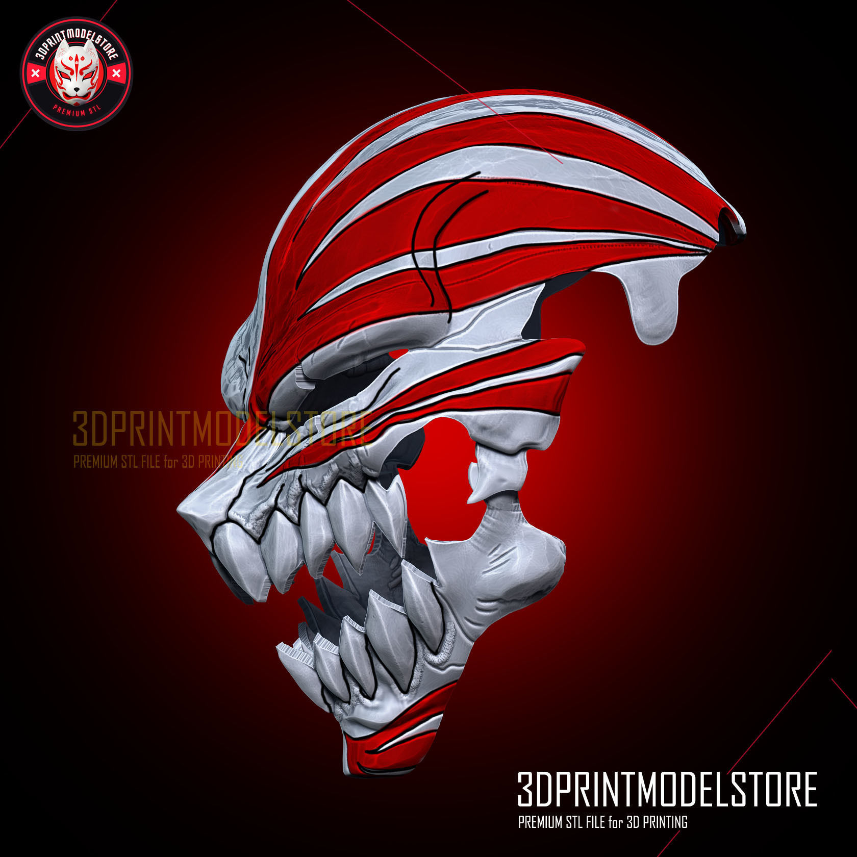 Bleach Ichigo Hollow Mask - Movable Jaw - Anime Cosplay 3D print model_7