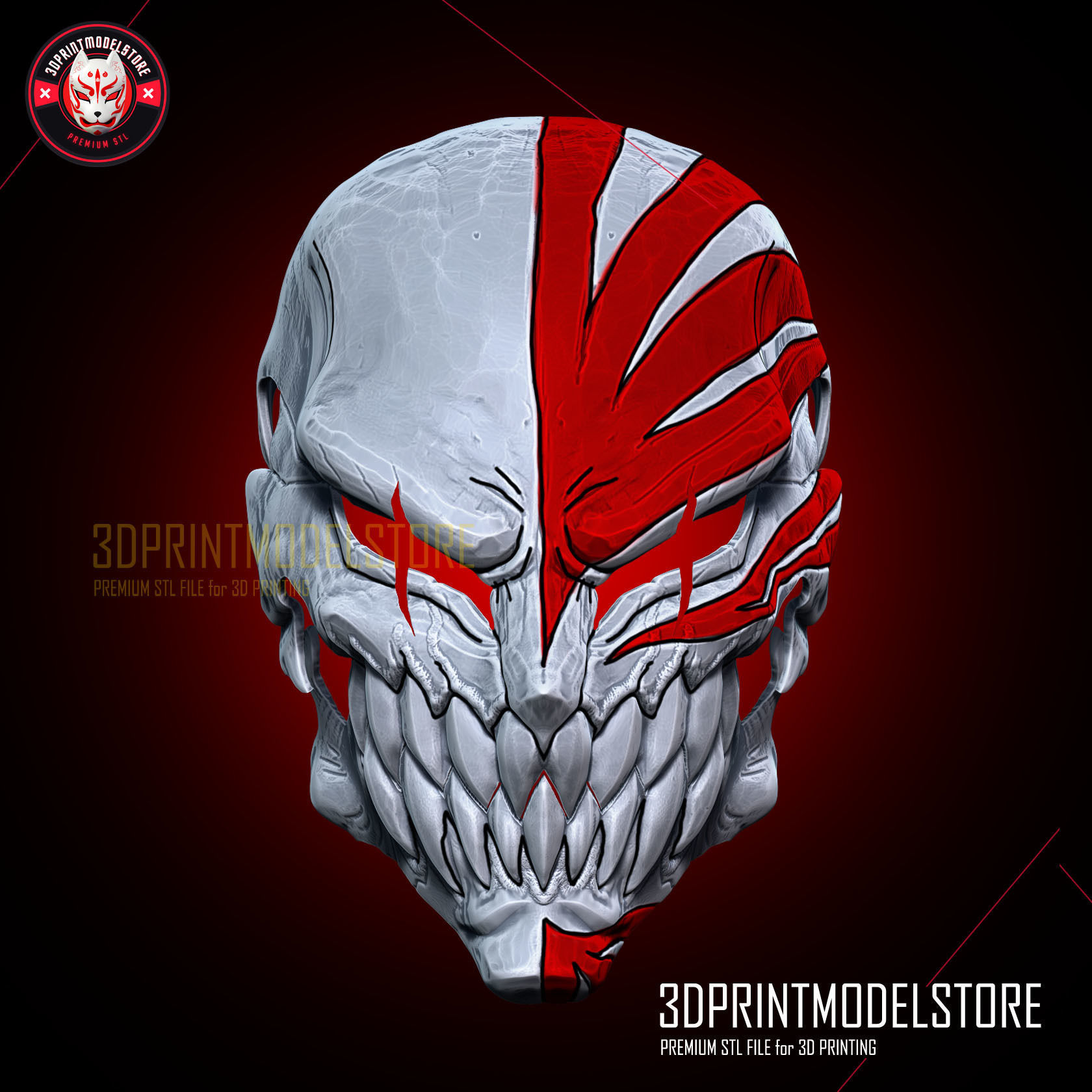 Bleach Ichigo Hollow Mask - Movable Jaw - Anime Cosplay 3D print model_2