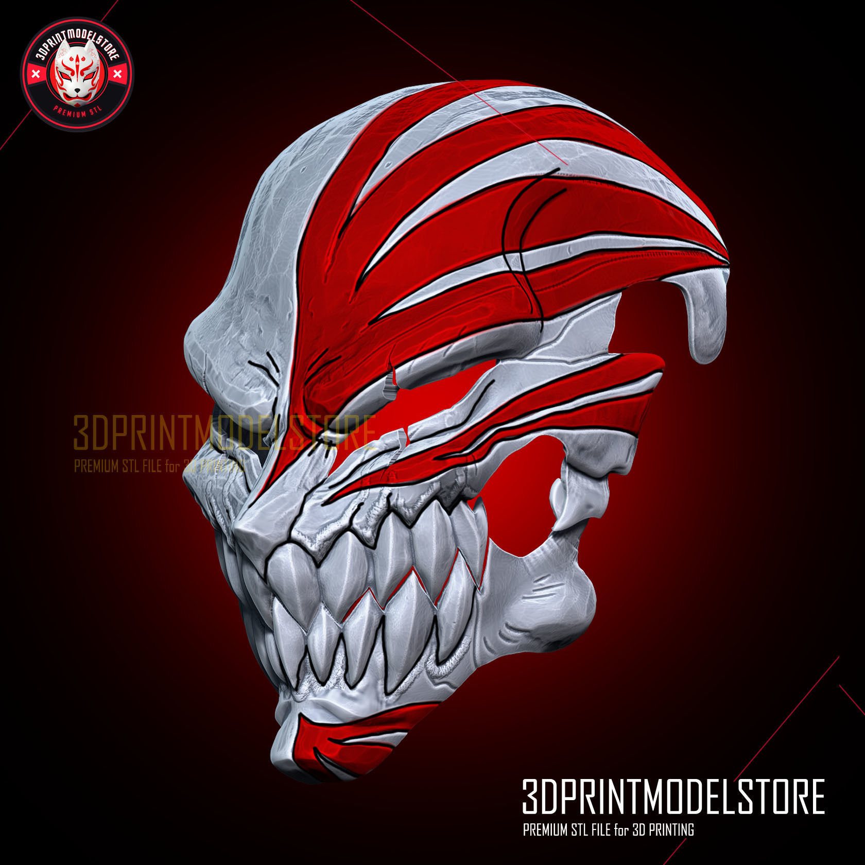 Bleach Ichigo Hollow Mask - Movable Jaw - Anime Cosplay 3D print model_6