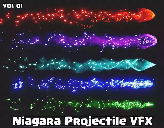 Niagara Projectiles VFX VOL01 Low-poly 3D model