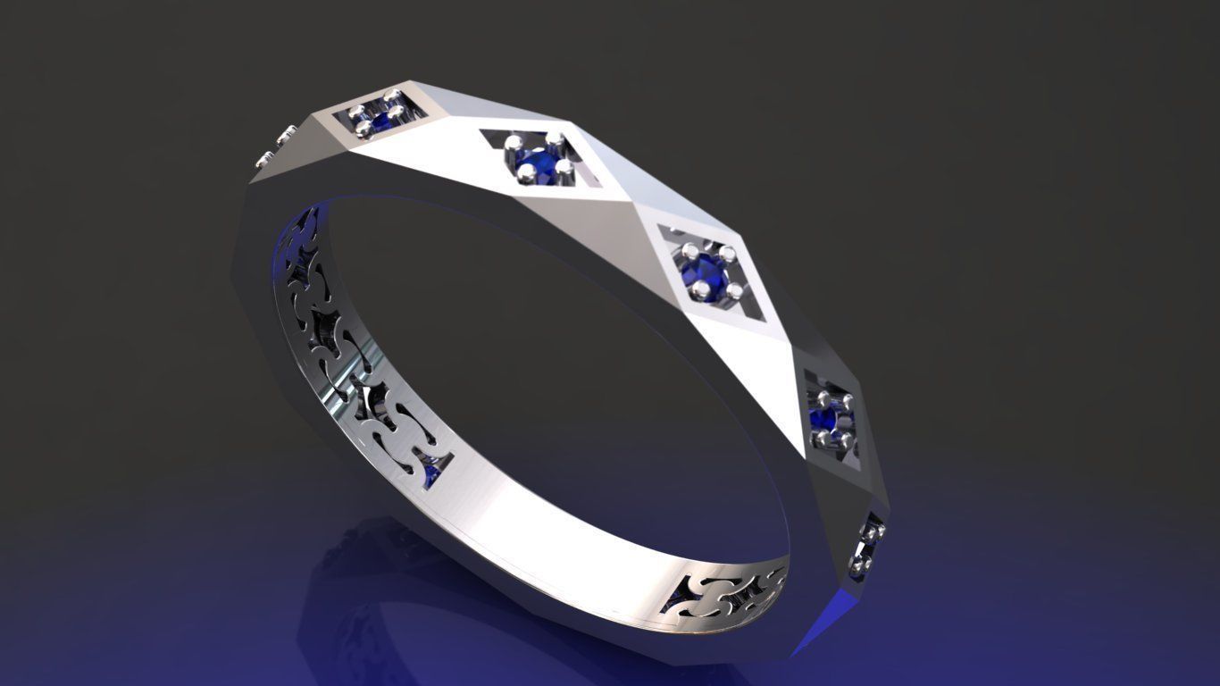 Facet ring 3D print model_1