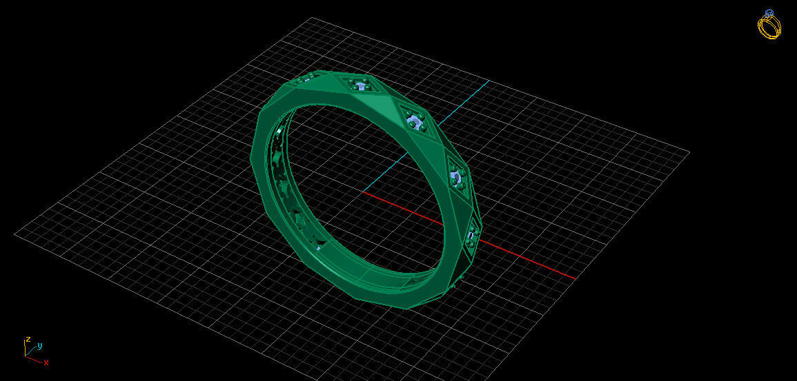 Facet ring 3D print model_3