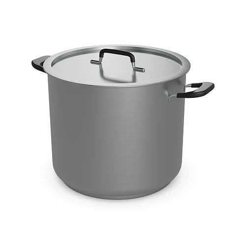 Pots and frying pans Stainless Steel Stockpot Low-poly 3D model