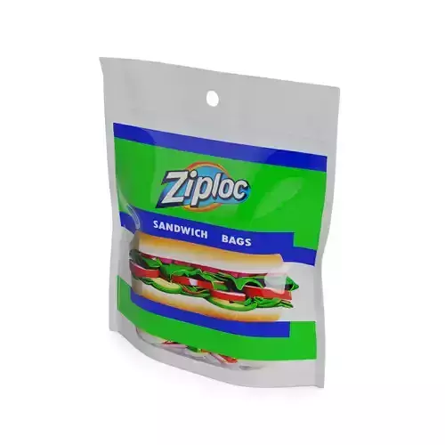 Food storage bags foil and plastic wraps Ziploc Sandwich Bags 3D model