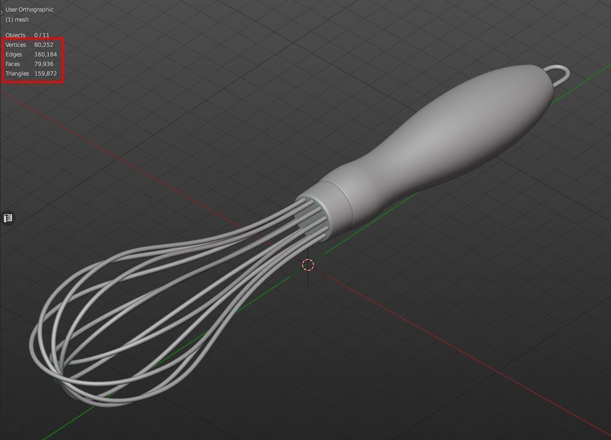 Kitchen utensils Whisk Low-poly 3D model_13