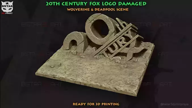 20th Century Fox Logo Damaged Base - Deadpool n Wolverine scene 3D print model