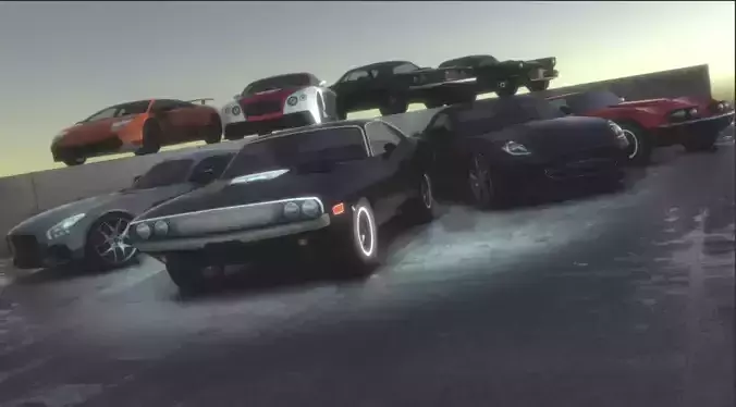 8 Fast Cars Pack Unity Assets 3D model