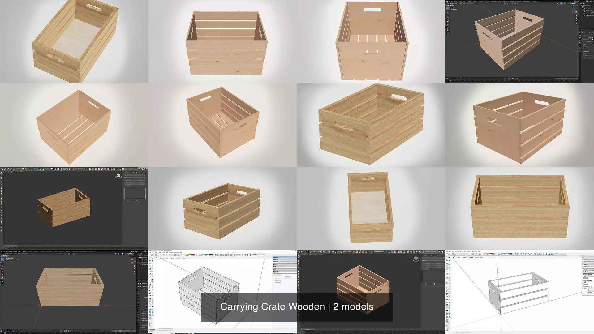 Carrying Crate Wooden 3D Model Collection_0