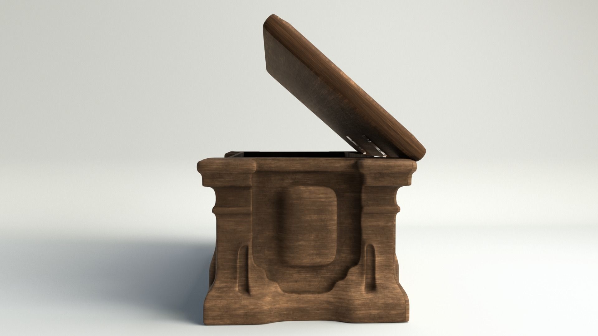 Game Antique Wooden Treasure Chest loot 3D model_2