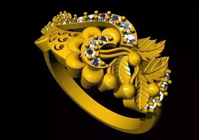 Leaf stone ring 3dm file