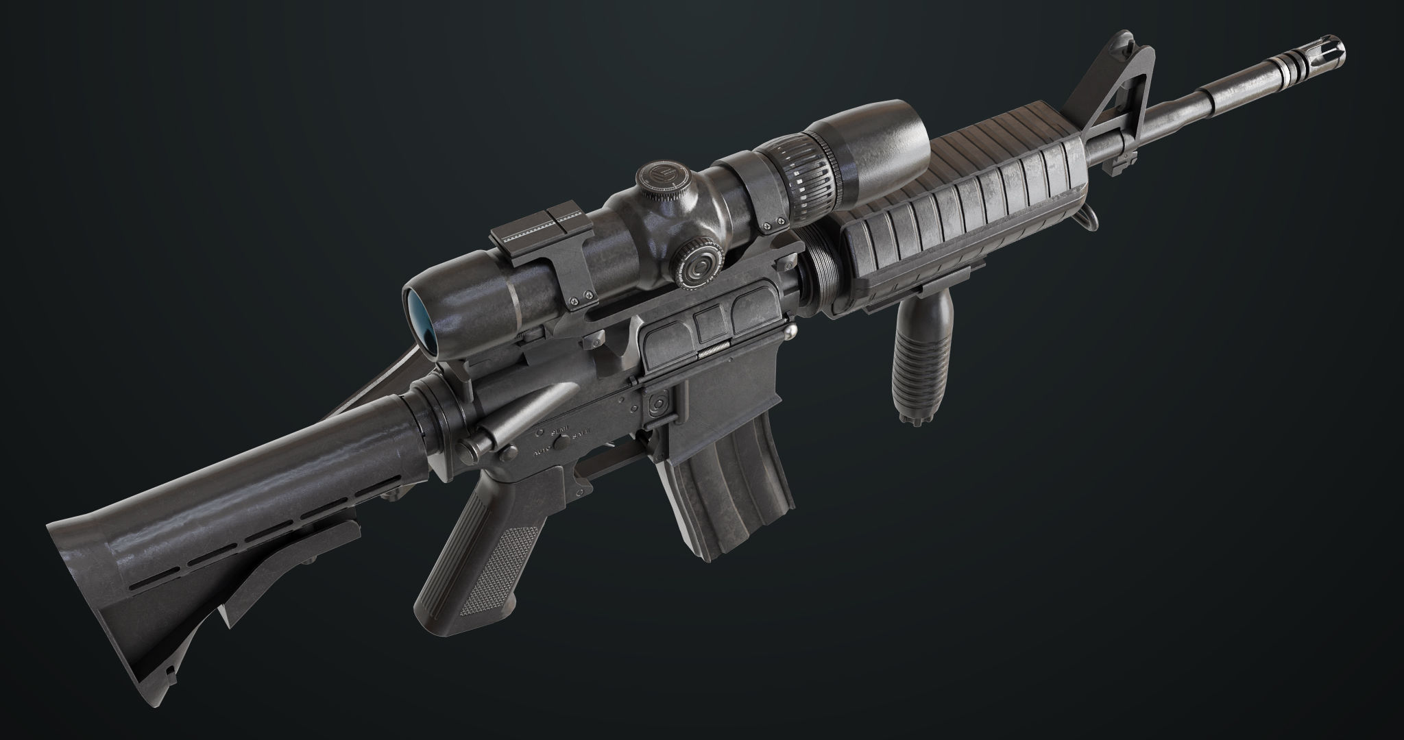 Machine Gun 09 Black All PBR Unity UE Textures Low-poly 3D model_14