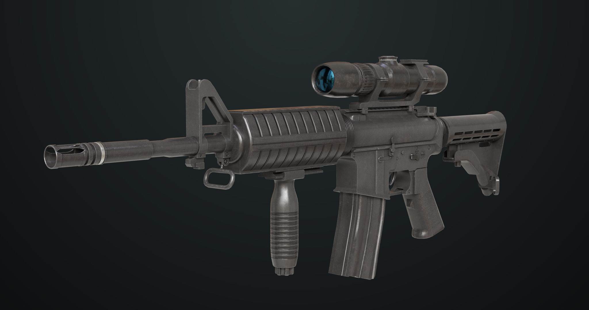 Machine Gun 09 Black All PBR Unity UE Textures Low-poly 3D model_6