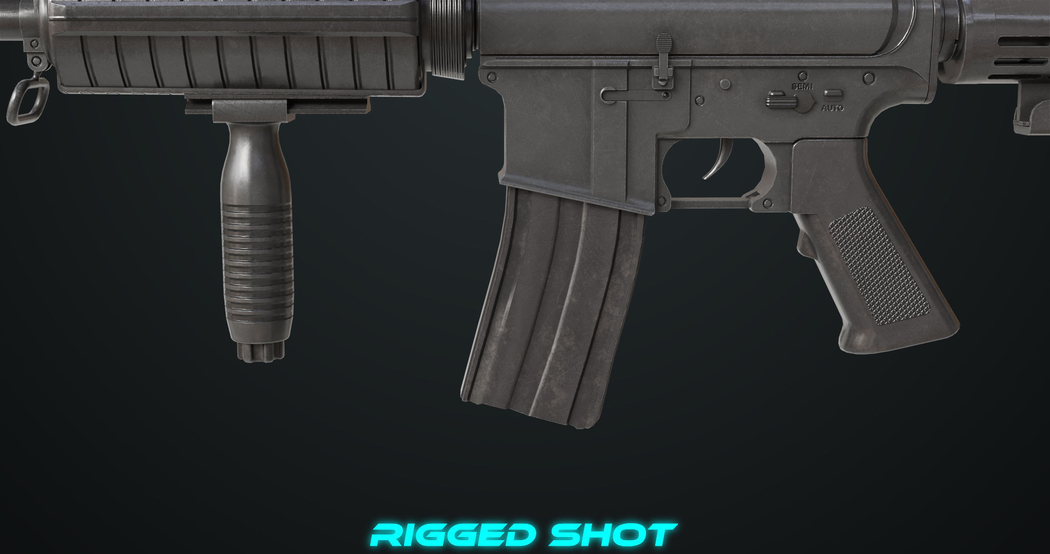 Machine Gun 09 Black All PBR Unity UE Textures Low-poly 3D model_24