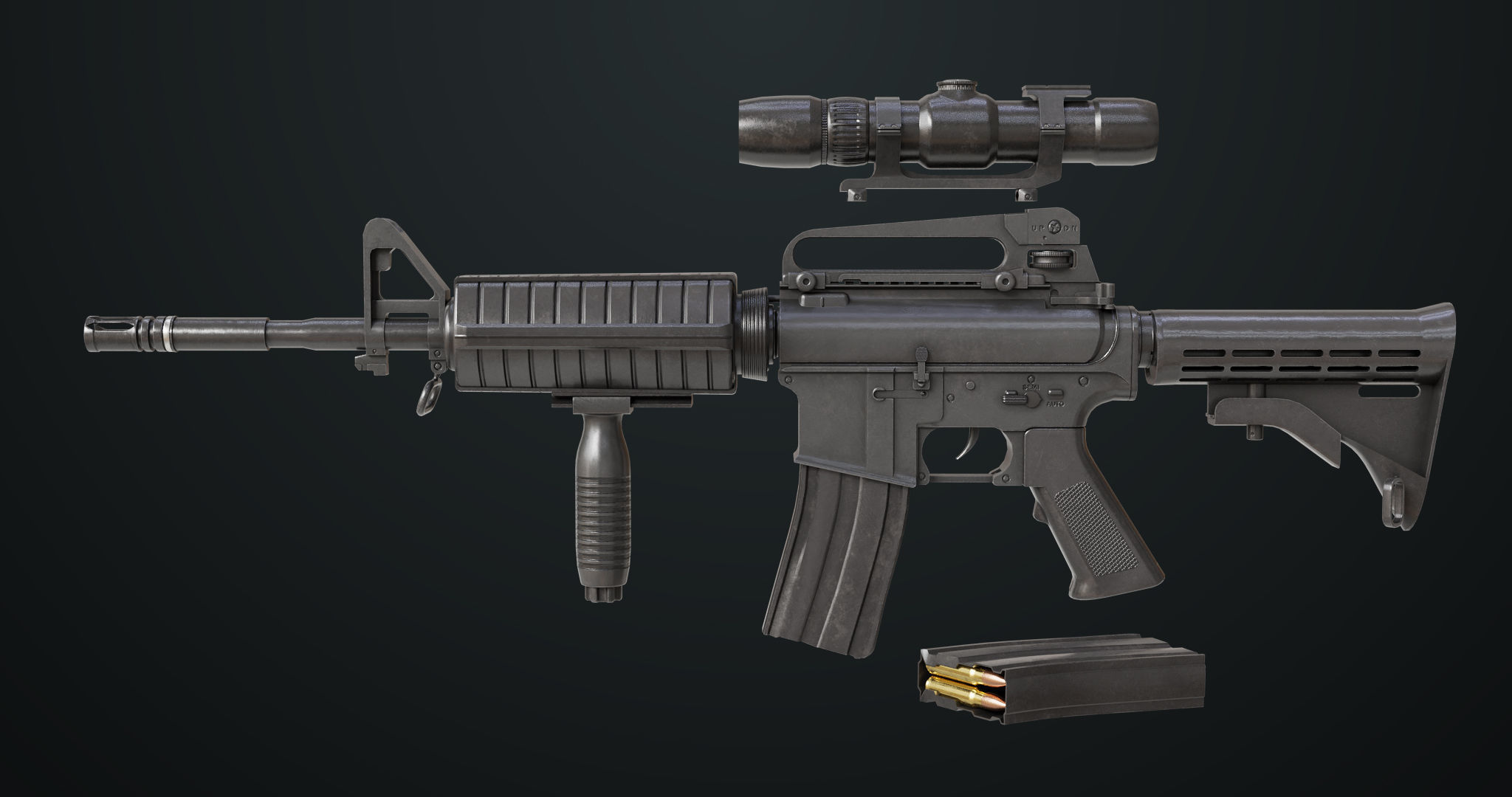 Machine Gun 09 Black All PBR Unity UE Textures Low-poly 3D model_1