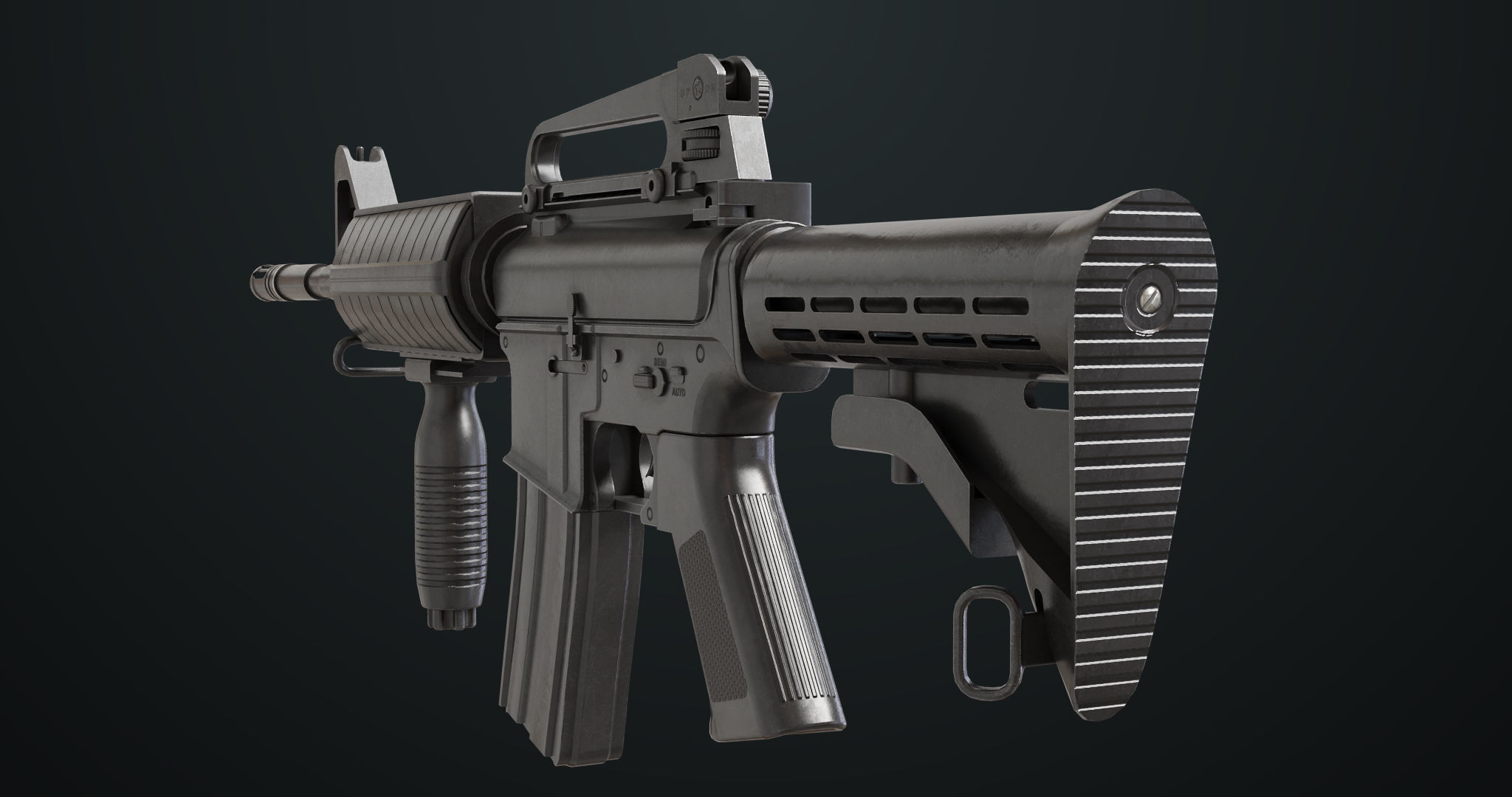 Machine Gun 09 Black All PBR Unity UE Textures Low-poly 3D model_31