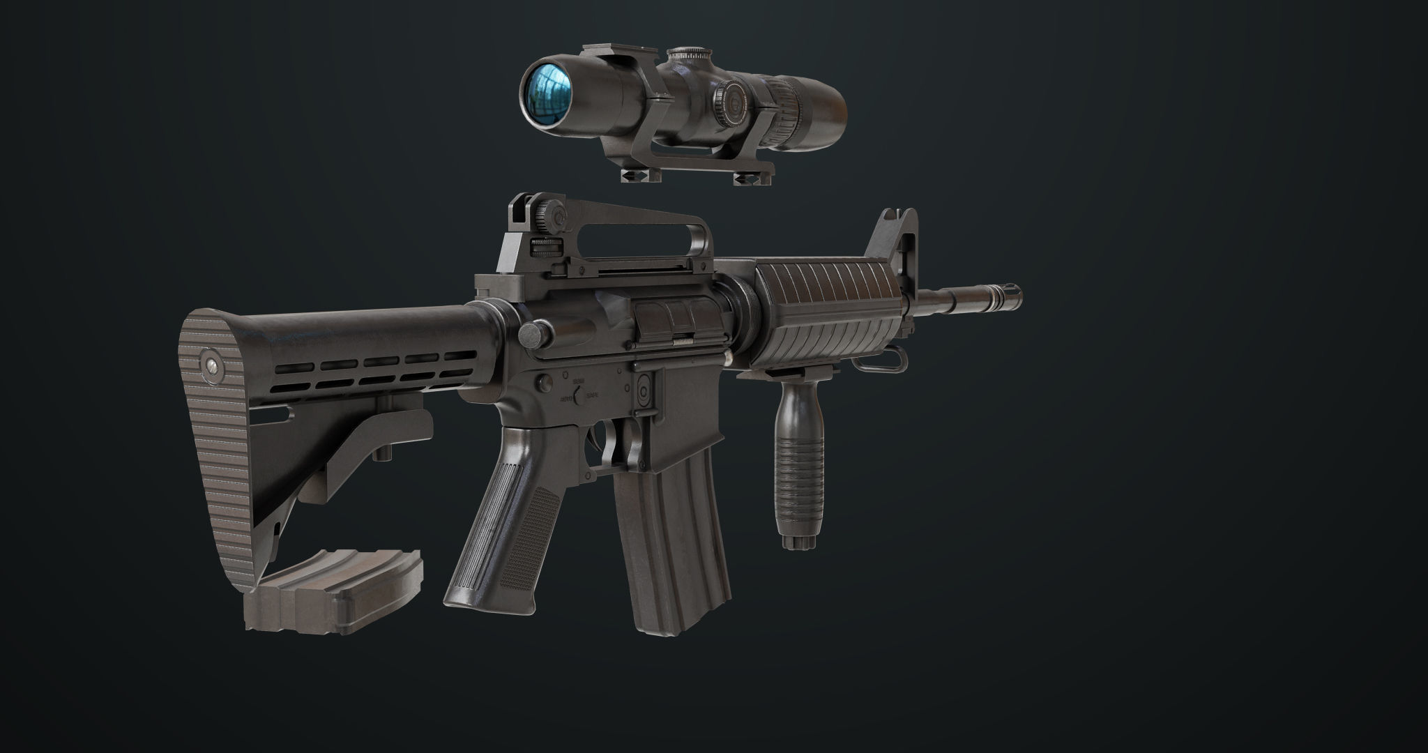 Machine Gun 09 Black All PBR Unity UE Textures Low-poly 3D model_8